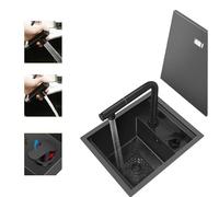 Lavello da cucina, lavello da incasso, lavello da cucina nascosto sottotop, lavello da bar e da preparazione, vasca singola in acciaio inox con rubinetto per acqua calda e fredda, set di scarico