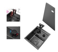 Lavello da cucina, lavello da incasso, lavello da cucina nascosto sottotop, lavello da bar e da preparazione, vasca singola in acciaio inox con rubinetto per acqua calda e fredda, set di scarico