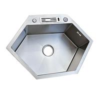 Lavello da Cucina Lavello in Acciaio Inossidabile a Forma di Diamante Lavello Fatto a Mano Lavello a Vasca Singola Lavello a Vasca Singola con portacoltelli Tubo di Scarico (Colore : A, Dime