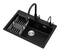 Lavello Da Cucina Lavello In Pietra Di Quarzo Stazione Di Lavoro Multifunzionale Valvola Ad Angolo Rubinetto Estraibile(6846)