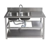 Lavello da cucina, lavello indipendente, lavello da esterno commerciale, doppia vasca con banco da lavoro e ripiani portaoggetti, rubinetto per stanza, garage, seminterrato, vasca interna,