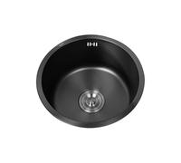 Lavello da Cucina,lavello Piccolo Rotondo in Acciaio Inox 304,Mini lavelli Neri,lavello per roulotte con Vasca Singola,raccordi di Scarico e Troppo Pieno Bar ristoranti,Montaggio s