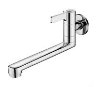 Lavello da cucina, miscelatore, acciaio inossidabile, montaggio a parete prolungato, rubinetto singolo girevole per acqua fredda per lavandino, mocio, piscina, cucina, balcone (25 cm)