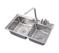 Lavello da cucina moderno sotto il montaggio lavello da cucina in acciaio inox quadrato doppia ciotola con filtro tappo e tubo di scarico set per ristorante, lavanderia, garage