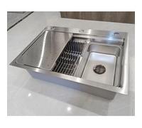 Lavello Da Cucina Multifunzione In Acciaio Inossidabile 304 Fatto A Mano, Lavello Da Cucina Grande A Una Vasca, Installazione A Filo O Soprapiano Con Vasca Rimovibile(60x50x21.5cm)
