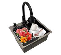 Lavello da cucina multifunzione Lavelli da cucina in acciaio inox 1 vassoio lavello multifunzione da cucina con estraibile rubinetteria a cascata risciacquatrice in vetro
