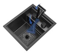 Lavello da cucina nascosto compatto in acciaio inox con rubinetto - Bancone da bar per cucina, camper, caffetteria, vasca per lavaggio piatti, lavaggio mani invisibile (lavello + rubinetto B, 43