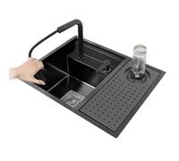 Lavello Da Cucina Per Camper, Lavello A Scomparsa In Acciaio Inox Con Coperchio E Rubinetto, Design Con Sifone Per Balcone, Monolocale, Esterno E Lavaggio A Mano(Sink+faucet B)