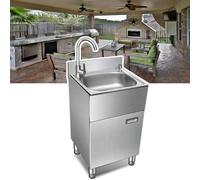 Lavello da cucina per esterni con armadio lavello in acciaio inox, lavello autoportante con rubinetto e distributore di sapone, kit di scarico (colore: rubinetto dell'acqua fredda, dimensioni