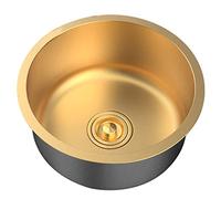 Lavello da cucina per postazione di lavoro in acciaio inox Lavelli da bar Lavello tondo dorato Cucina per ristrutturazione Piscina Lavello singolo rotondo Lavello singolo sotto bancone/Oro/3