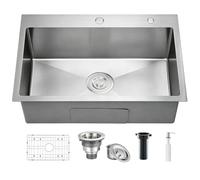 Lavello da cucina profondo in acciaio inossidabile 304 76 x 48 cm Drop In RV Bar lavello moderno a vasca singola Topmount Wet Workstation Lavello con griglia piatto e scarico