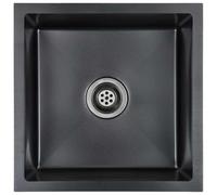 Lavello da cucina realizzato a mano, nero, in acciaio inox, lavello da incasso, 44 x 44 x 20 cm, con design canale a X, fonoassorbente, senza piombo, resistente alla corrosione, per cucina e