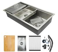 Lavello da cucina rettangolare, 80 x 50 cm, in acciaio inox 304, 1 lavandino da incasso, con lavello interno di ricambio e tagliere, lavandino da cucina, moderno lavello in acciaio inox con