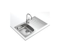 Lavello da cucina rettangolare in acciaio inox top-mounted con scolapiatti destro StarBright 45 E-XP 1C 1E