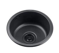 Lavello da cucina rotondo in acciaio 304 inless nero 35,1 cm lavabo singolo - perfetto per lavastoviglie e lavaggio veterinario, apparecchio moderno per bagno e cucina