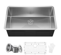 Lavello da cucina sottopiano 30 x 18 cm, lavello da cucina WATERLACE con griglia inferiore e gruppo di scarico, 16 gauge 304 in acciaio inossidabile fatto a mano, moderno lavello da cucina per camper