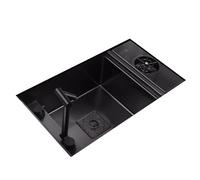Lavello da cucina sottopiano in acciaio inox nero, design ad angolo rotondo a vasca singola, 70 x 40 cm, perfetto per cucine moderne, 3 opzioni di dimensioni