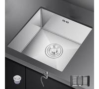 Lavello Da Cucina Sottotop In Acciaio Inox Satinato A Una Vasca, Ideale Per Bancone Bar, Angolo Bar, Balcone O Lavanderia. Lavello Per Verdure Con Filtro(38X30X21cm)
