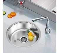 Lavello da cucina Vasca singola in Acciaio Inox Spazzolato,Lavello da Cucina in Acciaio Inossidabile,Lavabo Cucina Incasso,Tondo Quadrato Lavandino con foro per rubinetto (41 * 41 * 20cm)