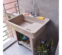 Lavello da Esterno Autoportante,Lavabo da Esterno in Plastica,Mobile Lavandino Lavanderia,Portatile Lavelli di Utilità con Rubinetto e Tubo Flessibile,per Cucina,Campeggio,Giardino(Marble color,68x58x
