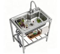 Lavello da esterno compatto in acciaio inox Lavello da giardino compatto, design con angolo a R, for giardino, fattoria, fabbrica, cucina da esterno