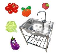 Lavello da giardino a bacino singolo Lavello da cucina per esterno Lavello da cucina a vasca singola Lavandino per la casa in acciaio inossidabile Lavandino per bucato all'aperto (colore: acqua fredda