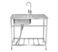 Lavello da giardino in acciaio inossidabile,Lavelli da cucina a vasca singola autoportanti,Vasca da bucato per esterni,Lavello di scarico per ristorante, cucina, lavanderia, interno ed esterno(Single-