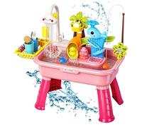 Lavello da gioco con acqua corrente, con rubinetto divertente alimentato a batterie, tavolo 'acqua elettrico, giocattolo educativo per ragazze, gioco di ruolo, casa, giardino, asilo