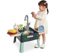 Lavello da Gioco con Acqua Corrente per Bambini 3+ Set da 23 Pezzi Lavello Giocattolo in plastica Sicuro con Rubinetto per Tagliare e Funzionare Frutta Verdura Giocattolo Riutilizzabile per Giochi