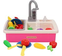 Lavello da gioco per bambini, set di giocattoli con circuito dell'acqua, rubinetto elettrico, lavandino gioco di ruolo per bambini, accessori da cucina, gioco di ruolo per bambini 3+