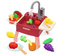 Lavello da gioco per bambini, set di lavello da cucina giocattolo con circuito dell'acqua, rubinetto elettrico, lavello per giochi di ruolo, accessorio per giochi di ruolo per bambini dai 3 anni in su