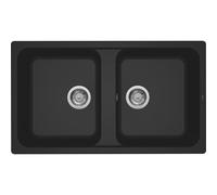Lavello da Incasso 2 vasche 86 x 50 cm finitura Granitek Nero 40 Life 500 Elleci LG245040