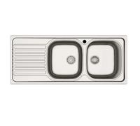 Lavello da incasso 2 vasche dx gocciolatoio sx 116x50 cm inox Inox