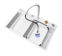 Lavello Da Incasso for Cucina Lavello In Acciaio Inossidabile 1 Vasca | Vasca profonda Rubinetto multifunzione Facile da pulire Set completo di accessori(75x45cm/29.5x18in)
