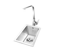 Lavello da Incasso in Acciaio Inossidabile A Vasca Singola Lavello Artigianale in Acciaio Inossidabile con Valvola Ad Angolo Set di Scarico Rubinetto Quadrato Tubo di Alimentazione dell'Acqua(2842)
