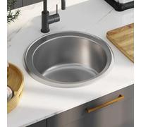Lavello da incasso in acciaio inox con colino e sifone, 48 x 16 cm, lavello singolo, antigraffio, salvaspazio, scarico incluso, ideale per cucina e lavanderia