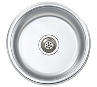 Lavello da incasso in acciaio inox con filtro e sifone, rotondo, diametro 42 cm, resistente ai graffi, per cucina e ripostiglio, lavello da incasso con scarico e foro per rubinetto
