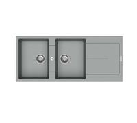 Lavello da incasso in quarzo 2 vasche 116x50 cm grigio Grigio