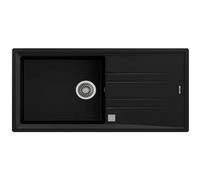 Lavello da incasso in Tegranite+ Teka Stone 60 L-TG 1C 1E, 1000 x 510 mm, Nero, 1 vasca con scolapiatti, profondità 200 mm