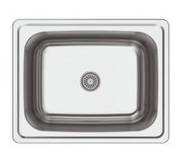Lavello da incasso quadrato in acciaio inox CATA CSS-1, 1 vasca, scolapiatti a destra, 500 x 400 mm