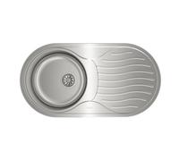 Lavello da incasso Teka DR 80 1C 1E, acciaio inox, una vasca, scolapiatti, forma ovale, 840 x 440 mm