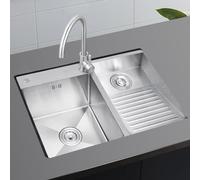 Lavello da Lavanderia a Doppia Vasca in Acciaio Inox, Lavabo da Appoggio di Servizio con Asse for Lavare I Piatti for Cucina, Balcone, Uso Esterno