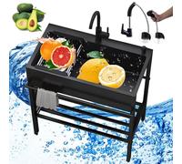 Lavello da lavoro in acciaio inox con un compartimento lavello commerciale con rubinetto per ristorante, cucina, lavanderia, garage