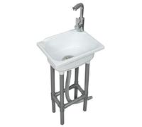 Lavello da parete autoportante a vasca singola, da cucina, 38 x 29 cm, con foro per rubinetto da 3,2 cm, lavelli in plastica per casa, ristorante, dormitorio, garage, bagno, lavanderia (bianco)