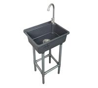 Lavello da parete autoportante a vasca singola, lavello da cucina 42 x 32 cm con foro per rubinetto da 3,2 cm, lavelli in plastica per casa, ristorante, dormitorio, garage, bagno, lavanderia