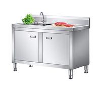 Lavello da Pranzo Mobile Commerciale,Lavelli a doppia vasca in Acciaio Inox Autoportante,Cucina Mobile per Uso Domestico Lavello in Acciaio Inox(100cm/39.4in Right Platform)