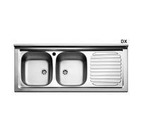 Lavello d'appoggio in acciaio inox con 2 vaschette 120cm Dx