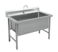 Lavello di utilità, lavello della cucina, lavello della cucina industriale, lavello indipendente in acciaio inox, lavello commerciale a 1 scomparto, lavello industriale(Size:100cm/39in)