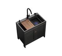 Lavello del Ristorante commerciale,Lavello da Cucina con Mobiletto,Mobile Lavello Acciaio Inox con Ripiano Rubinetto Caldo Freddo,Lavello per Interni e per Esterni,per Cucina Hotel ( Size : 80*45*80cm