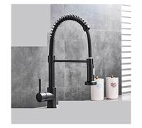 Lavello della cucina in ottone nero spazzolato Faucetchrome Miscelatore pulldown Tocca per l'apposizioni da cucina ad acqua moderna calda e fredda con attacco di spruzzo flessibile Aqiong